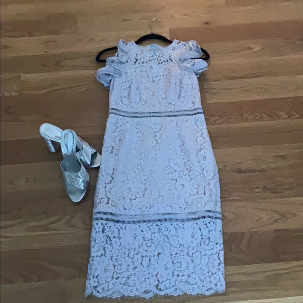 Keepsake lace cold shoulder dress